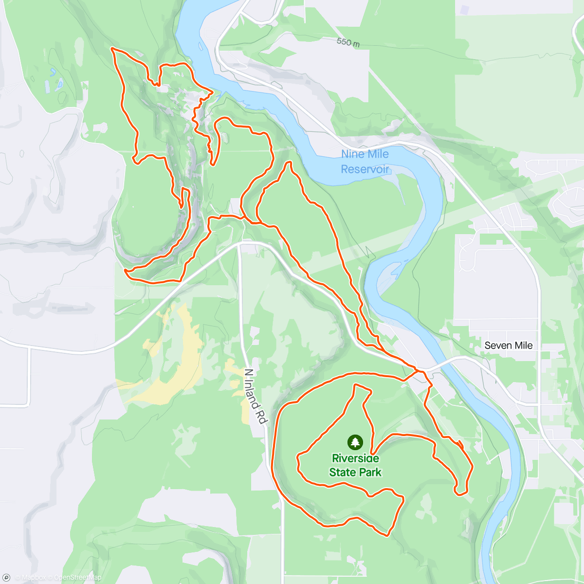 Map of the activity, Spokane River Run 25k Challenge