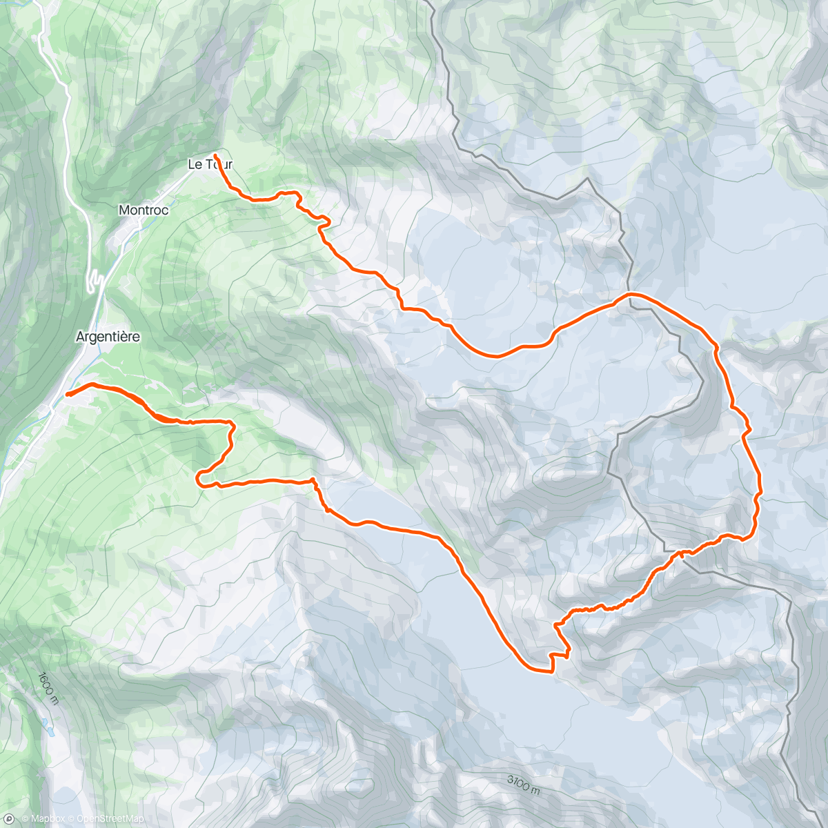 Map of the activity, Aiguille d’Argentiere with Iain