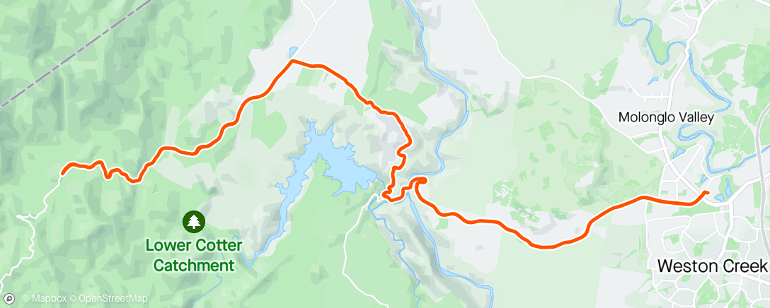 Map of the activity, First Ride Back in Canberra - Condor Creek Return 👍