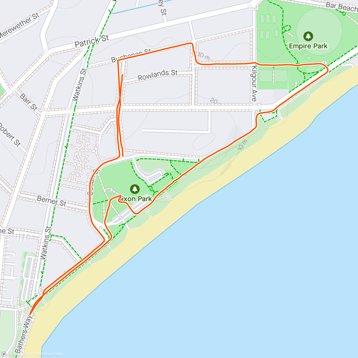 Map of the activity, Afternoon Merewether