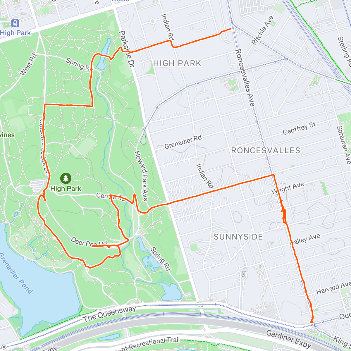 Map of the activity, High Park Blvd