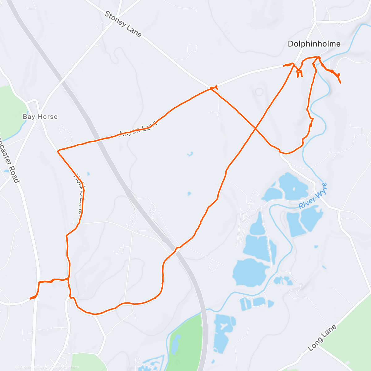 Map of the activity, Monday Afternoon Walk to Dolphinholme