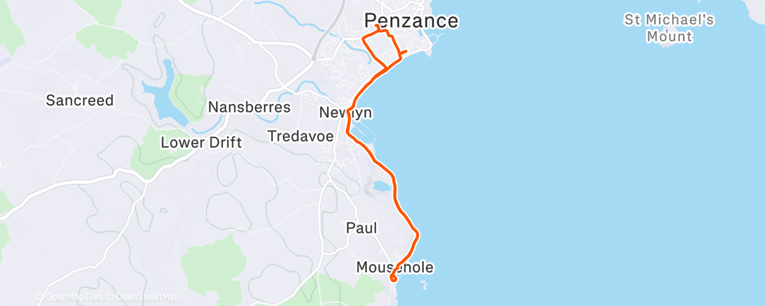 Map of the activity, Easy miles