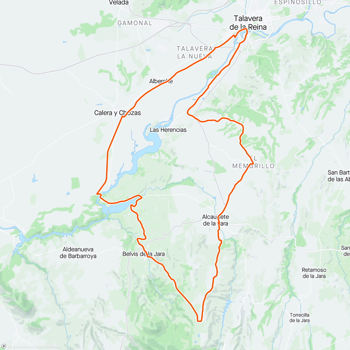 Map of the activity, Gravel Río Tajo, Talavera.