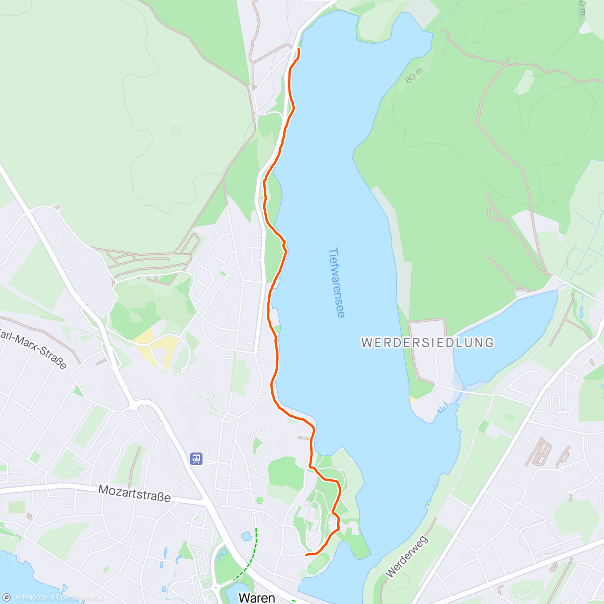 Map of the activity, Spaziergang am Tiefensee in Waren