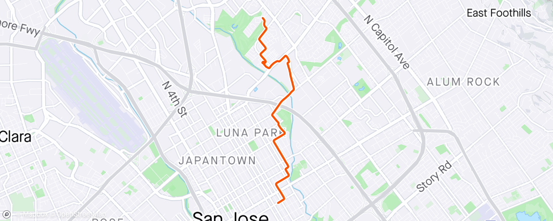 Map of the activity, Bike from Downtown SJ - 4/23/24