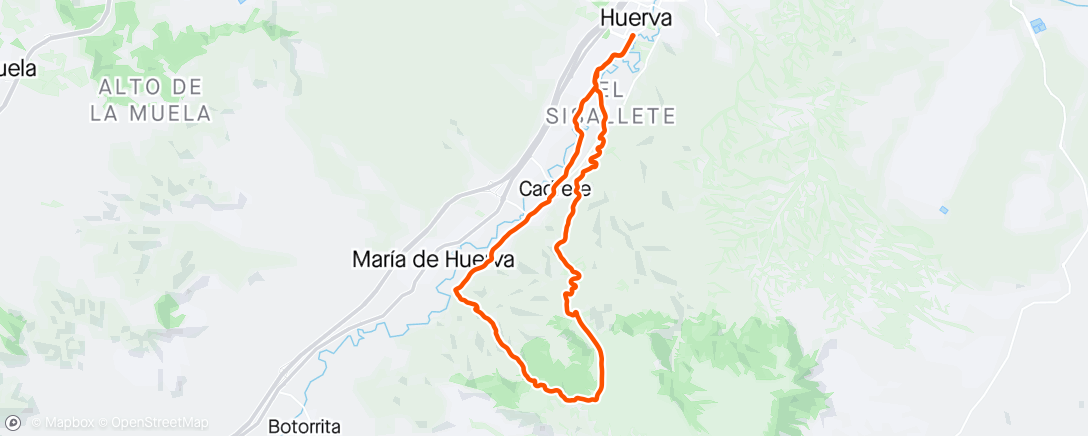 Map of the activity, Vuelta en bicicleta eléctrica a la tarde