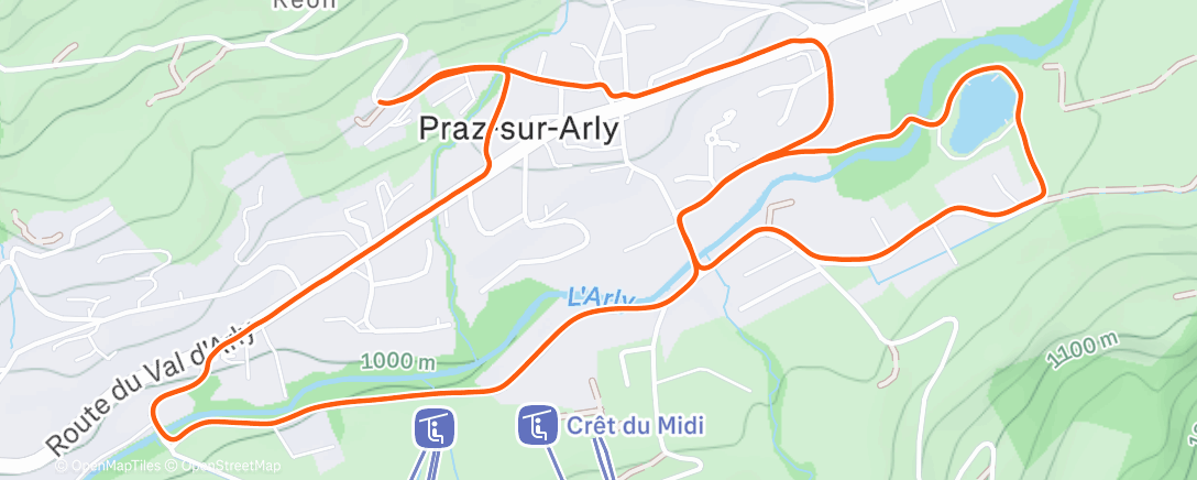 Map of the activity, Course à pied en soirée