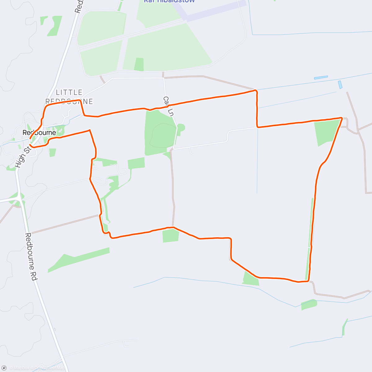 Map of the activity, Lovely Club Run round Redbourne 💛 💚 💙 ❤️