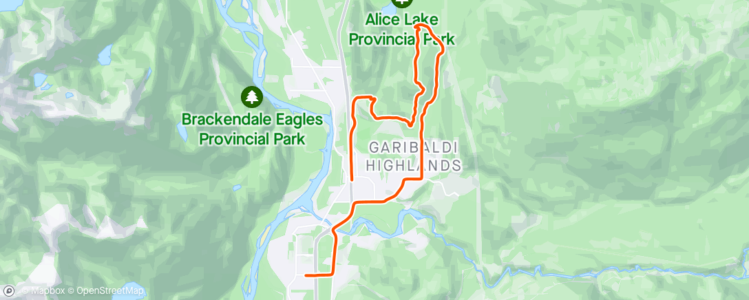 Map of the activity, Squamish enduro stage 3 practice on lunch break