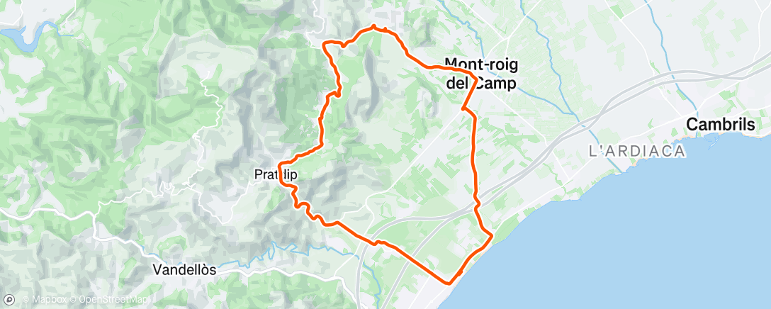 Map of the activity, Bicicleta por la tarde