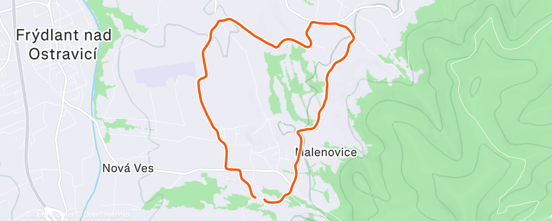 Map of the activity, Afternoon Run