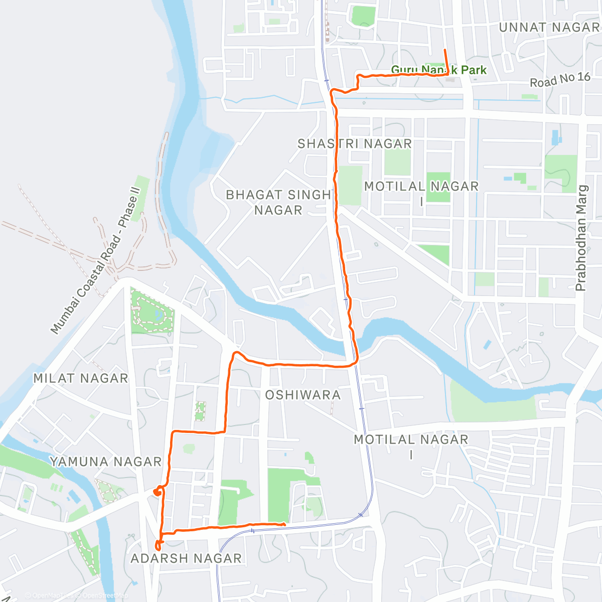 Map of the activity, Evening Walk