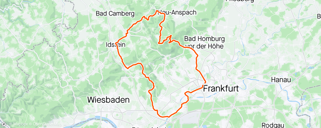 Карта физической активности (FFM/RH - Kelsterbach - Eppstein - Idstein - Schmitten - Feldberg - FFM/RH)