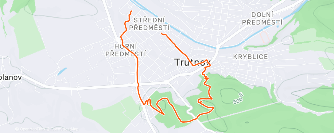 Map of the activity, Afternoon Trail Run