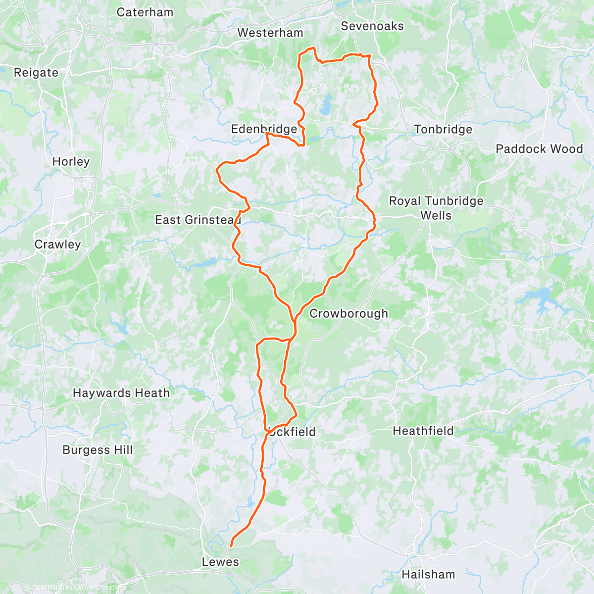 Map of the activity, Up to the North Downs