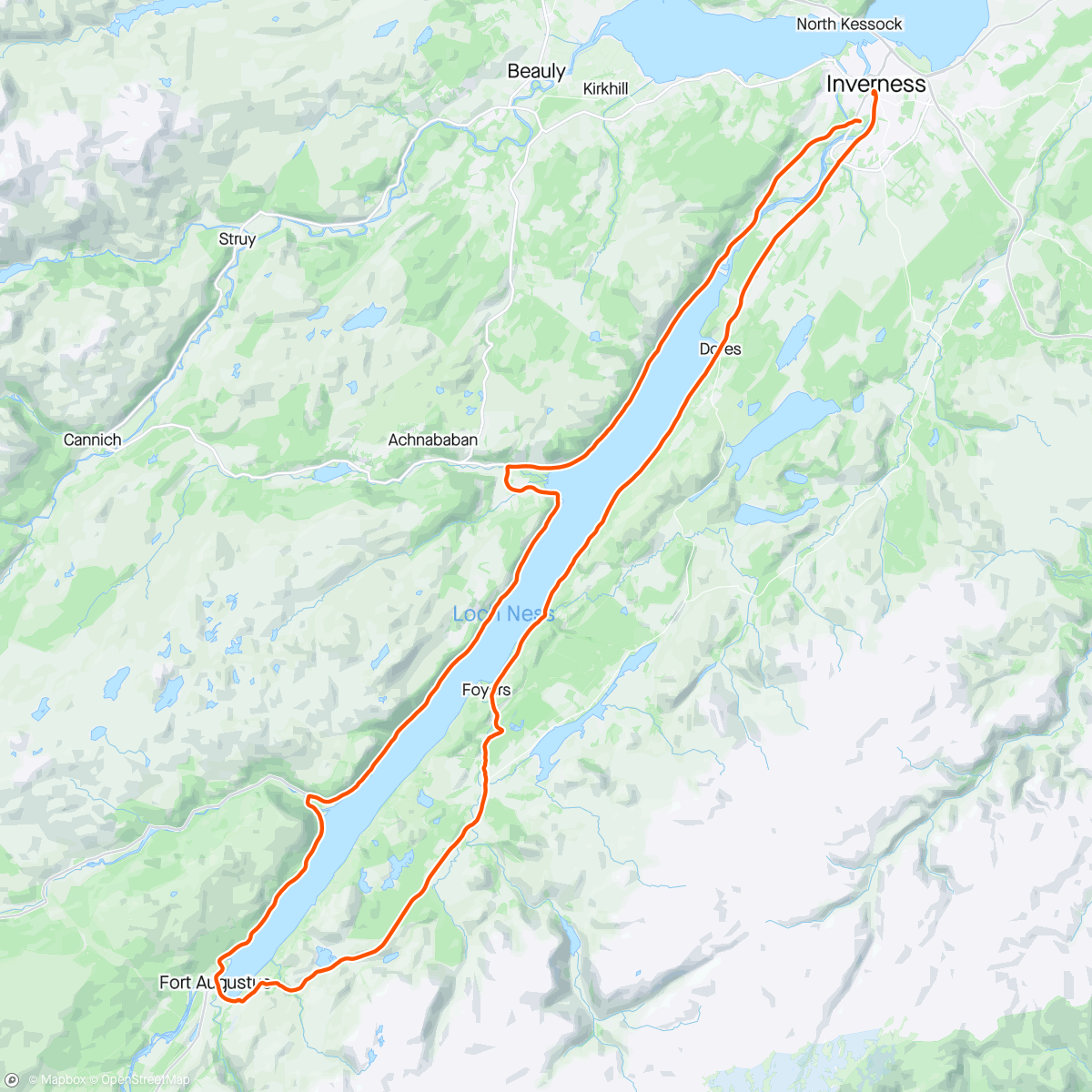 Map of the activity, Etape Loch Ness with Alex for Calum’s Cabin