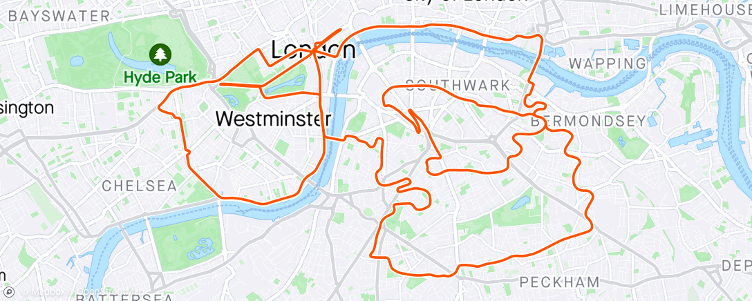 Map of the activity, Zwift - 1h30m 3x12m OverUnder in London