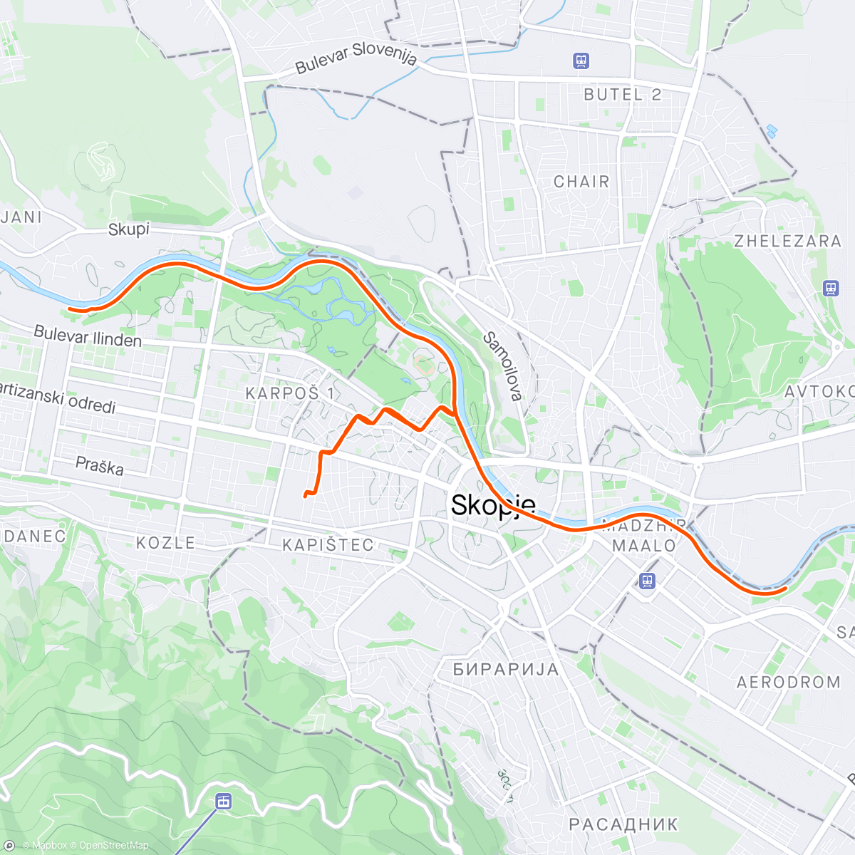 Map of the activity, Long run: 18km
