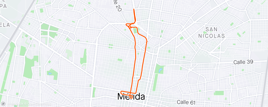 Map of the activity, Easy run around Merida