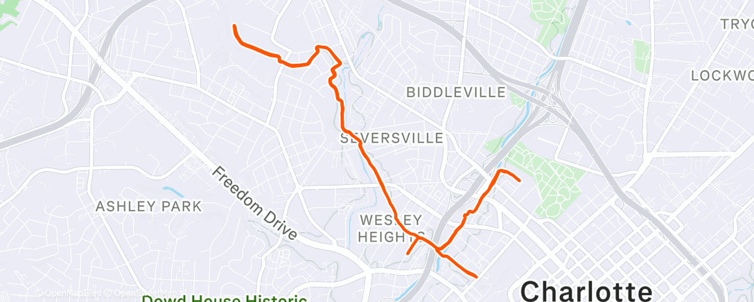 Map of the activity, 7 w/ 10 min fast efforts