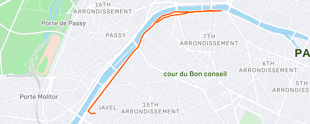 Map of the activity, Course à pied le midi