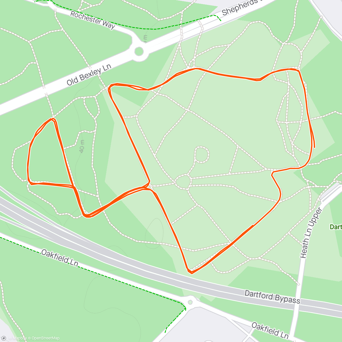Map of the activity, Dartford Heath parkrun