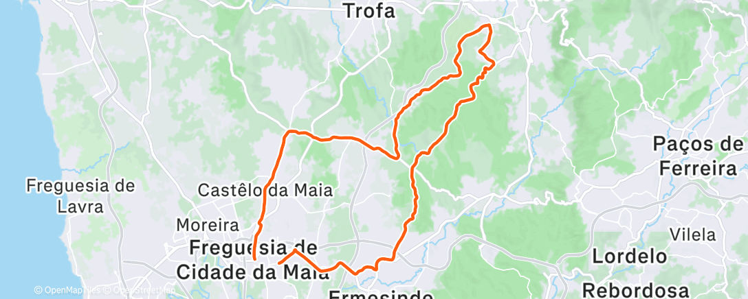 Map of the activity, Cycling