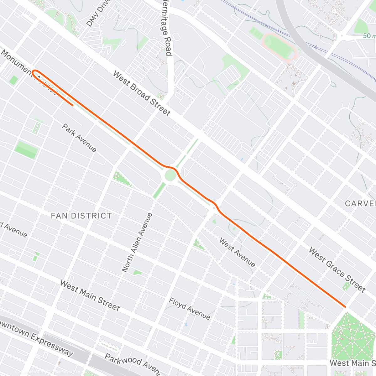 Mapa de la actividad, Zwift - Richmond