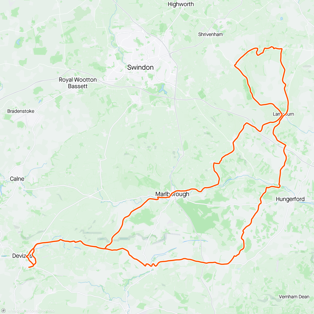 Mapa da atividade, Uffington White Horse ride