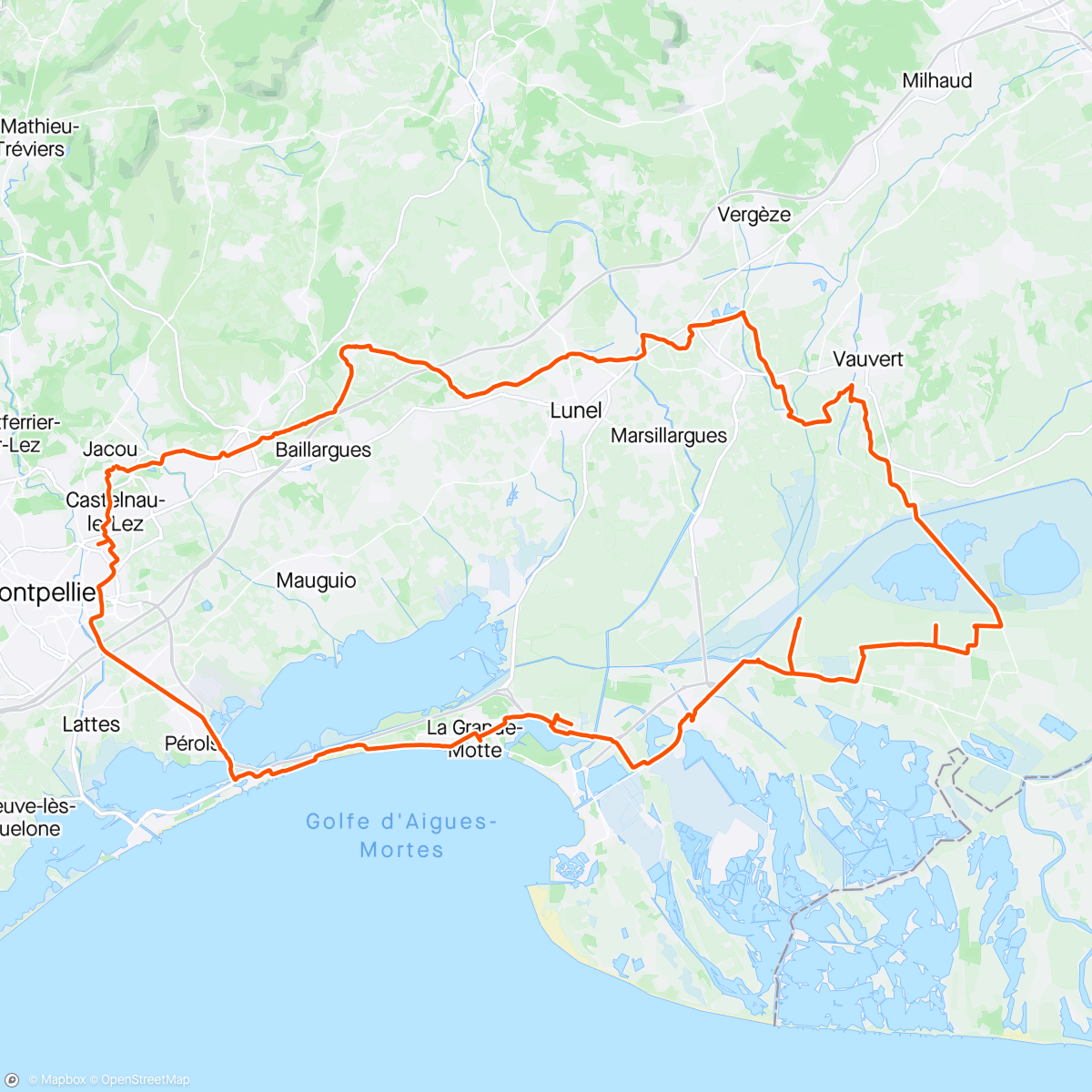 Map of the activity, Tuilage musclé vers Vauvert