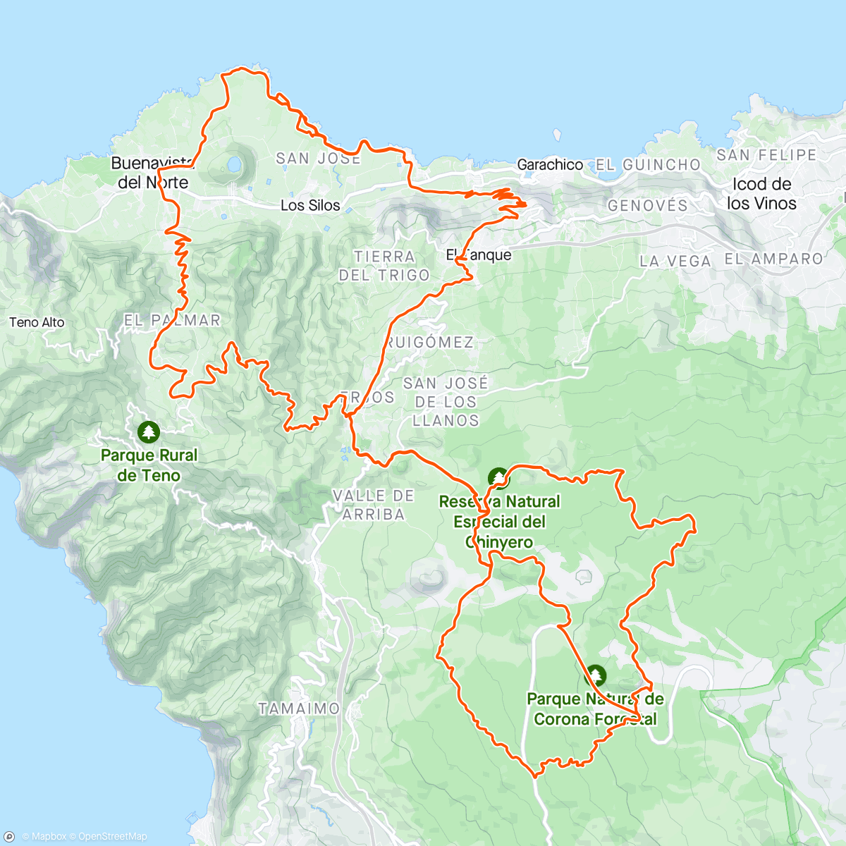 Map of the activity, E⚡️MTB - Chinyero