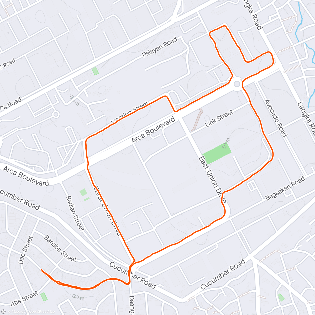 Map of the activity, Morning Run w/ GF