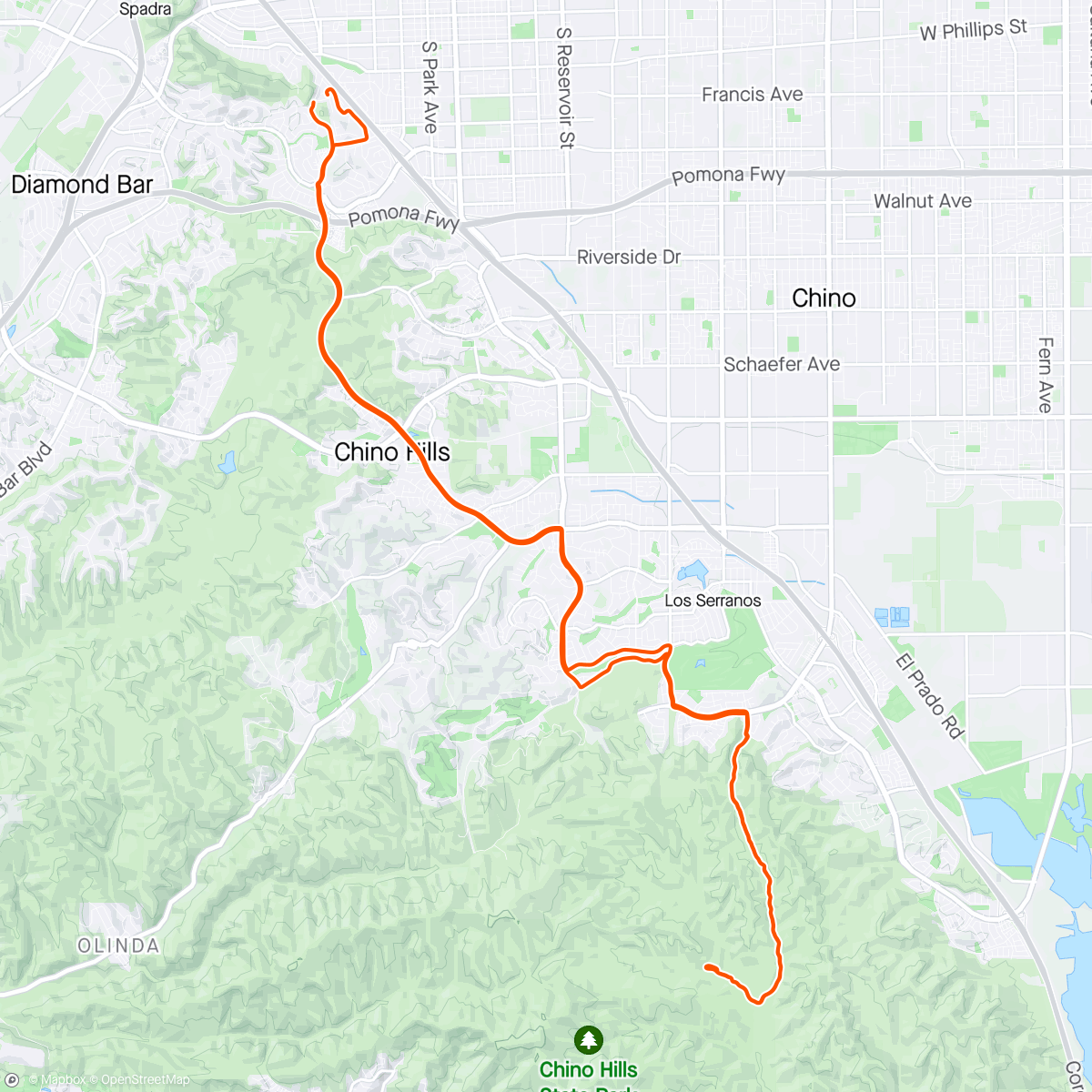 Map of the activity, Morning Ride to CHSP