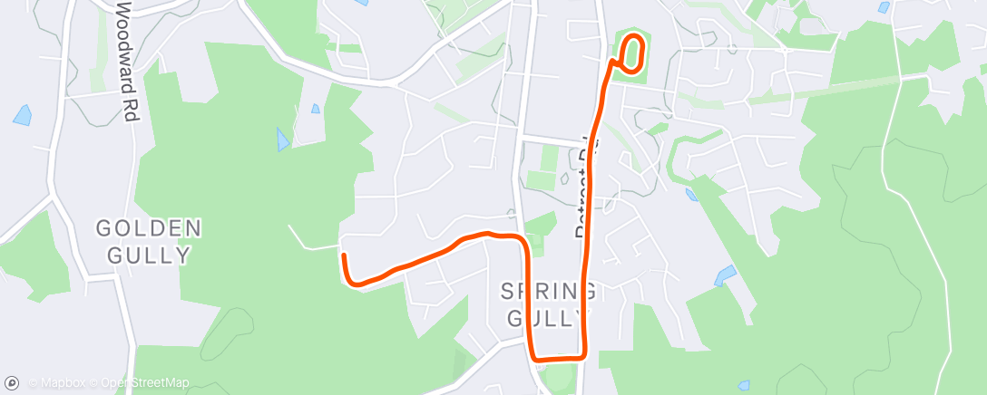 Map of the activity, Afternoon Run to the track