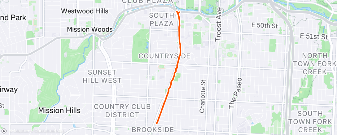 Map of the activity, Afternoon Run - Trolley Trail
