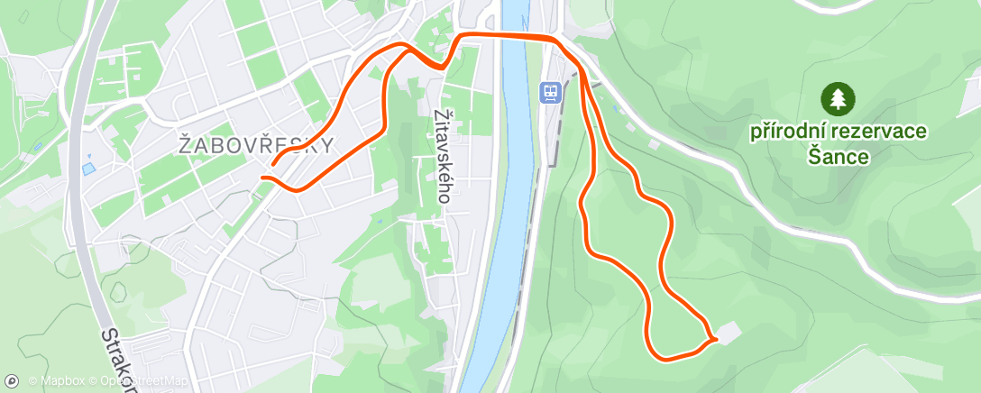 Map of the activity, Ranni výšlap za Hradiště