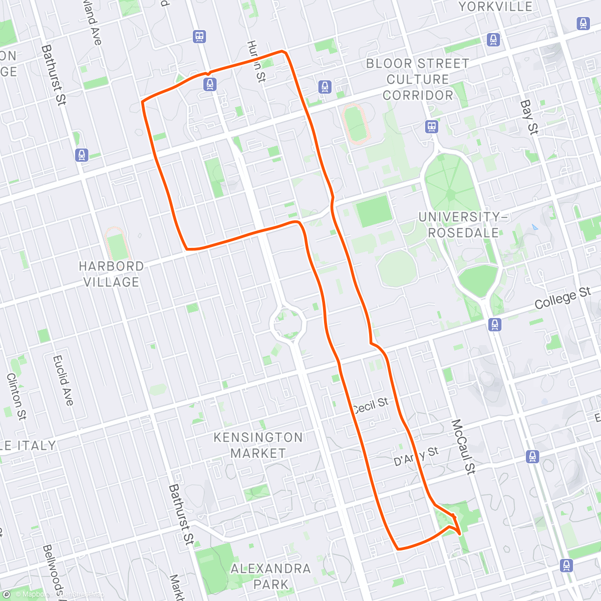 Map of the activity, Evening Run with a 🎒