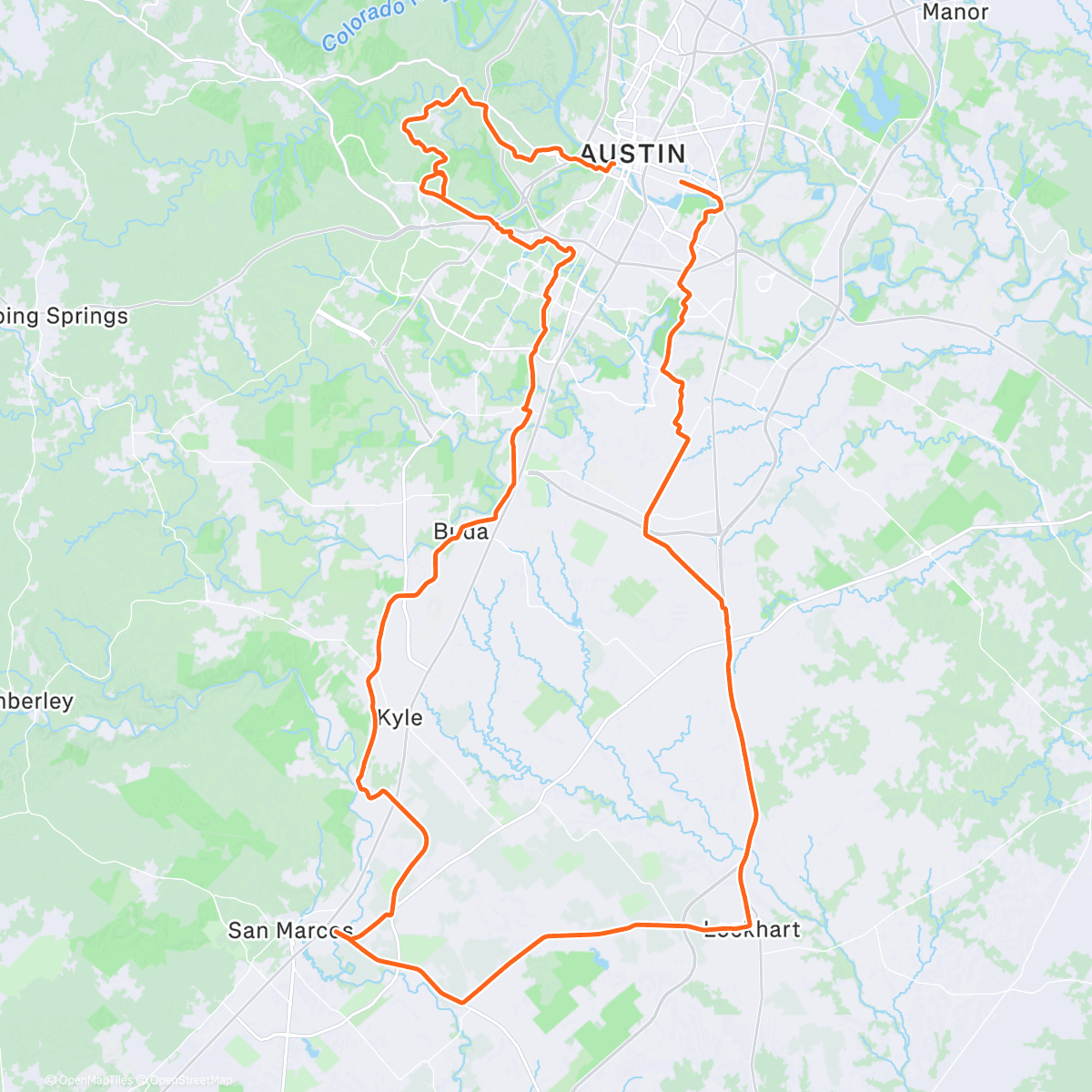 Map of the activity, 477 miles so far this week