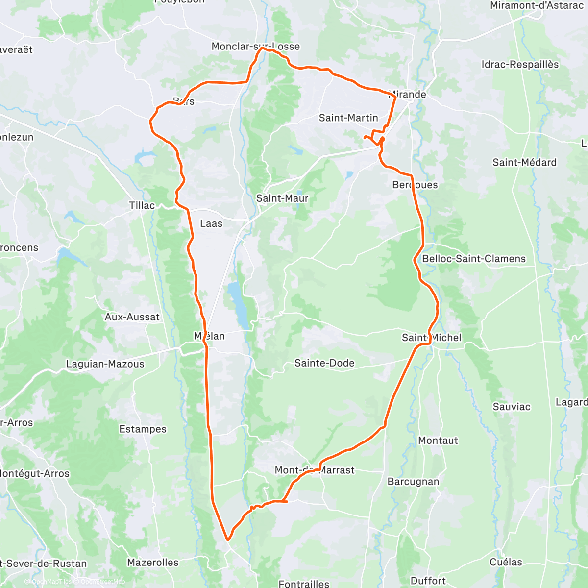 Map of the activity, Sortie vélo le matin