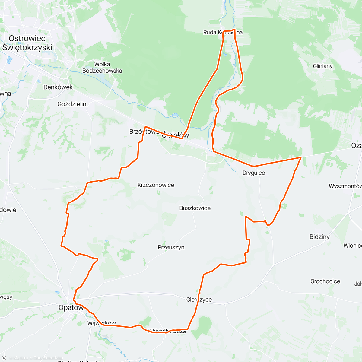 Map of the activity, Ćmielów - Ruda Kościelna