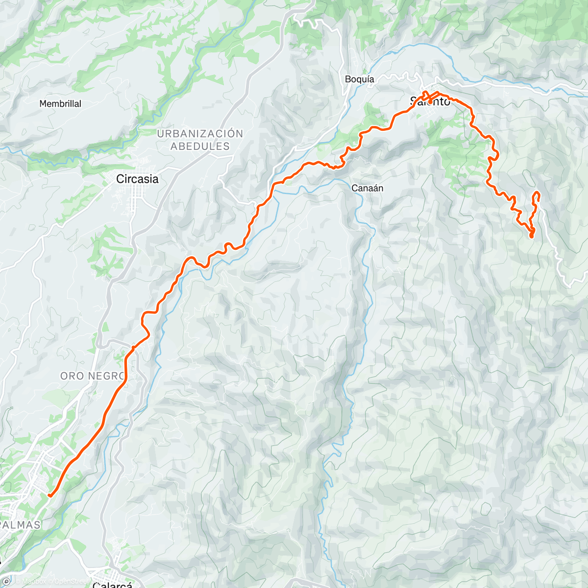 Map of the activity, Sunday Ride: Salento + Mirador del 8