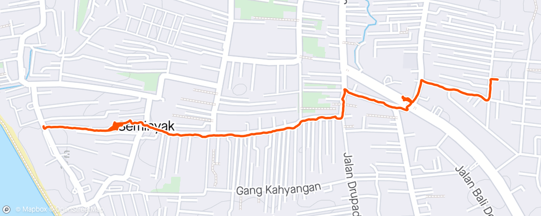 Map of the activity, Walking home from beach with tired kids, one him sleeping in my hands while walking