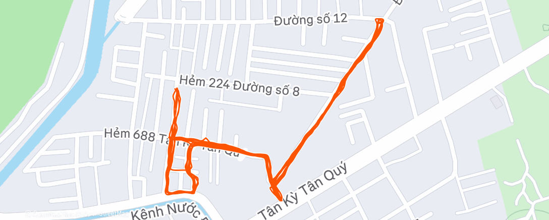 Map of the activity, Night Run