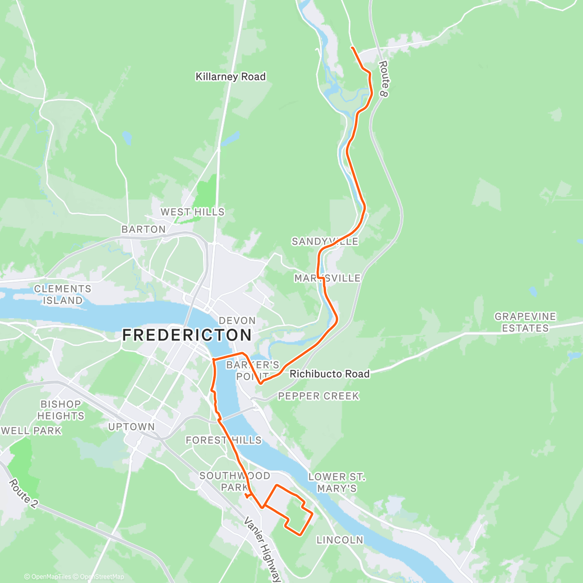 Map of the activity, Commute