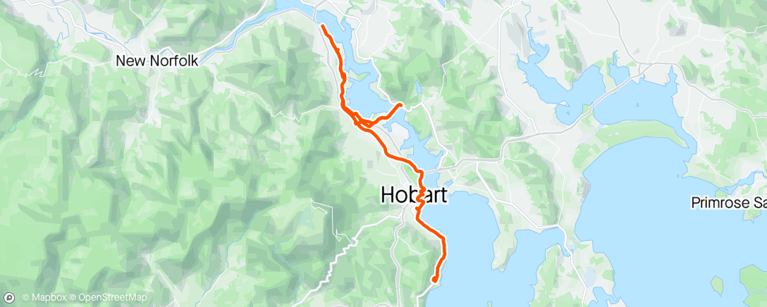Map of the activity, Morning Ride with Hobart bike Hash