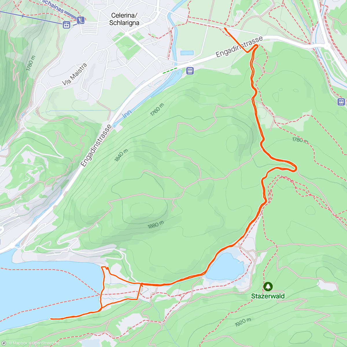 活动地图，Celerina - Lej da Staz - St. Moritz - Celerina