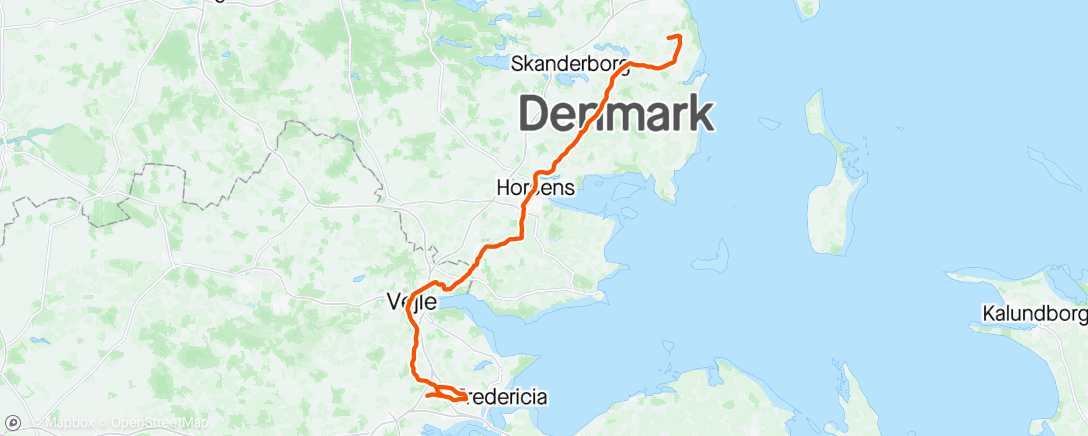Map of the activity, A løb i Fredericia og medvind hjem 👌