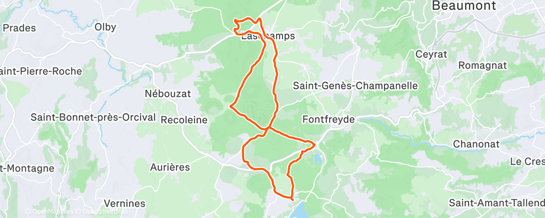 Карта физической активности (Sortie VTT dans l'après-midi)