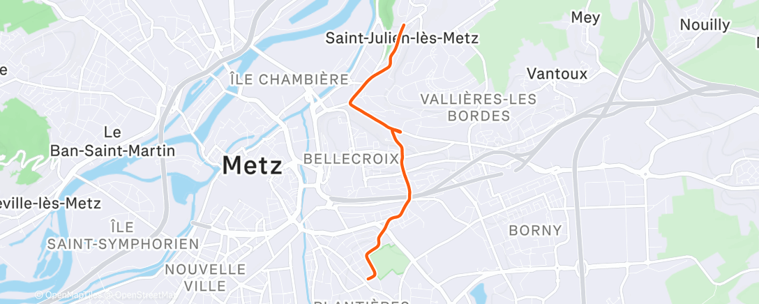 Map of the activity, Evening Run